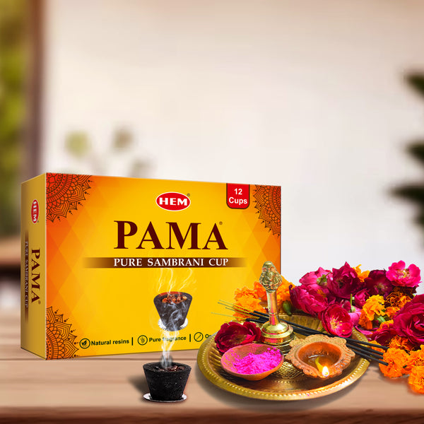 HEM Pama Pure Sambrani Dhoop Cup - Pack of 3 (12 cups per box)