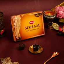 Load image into Gallery viewer, HEM Soham Pure Sambrani Dhoop Cup - Pack of 3 (12 cups per box)
