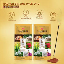 Load image into Gallery viewer, HEM Madhur 6 in 1 Incense Sticks Pack of 2 (240g Each)
