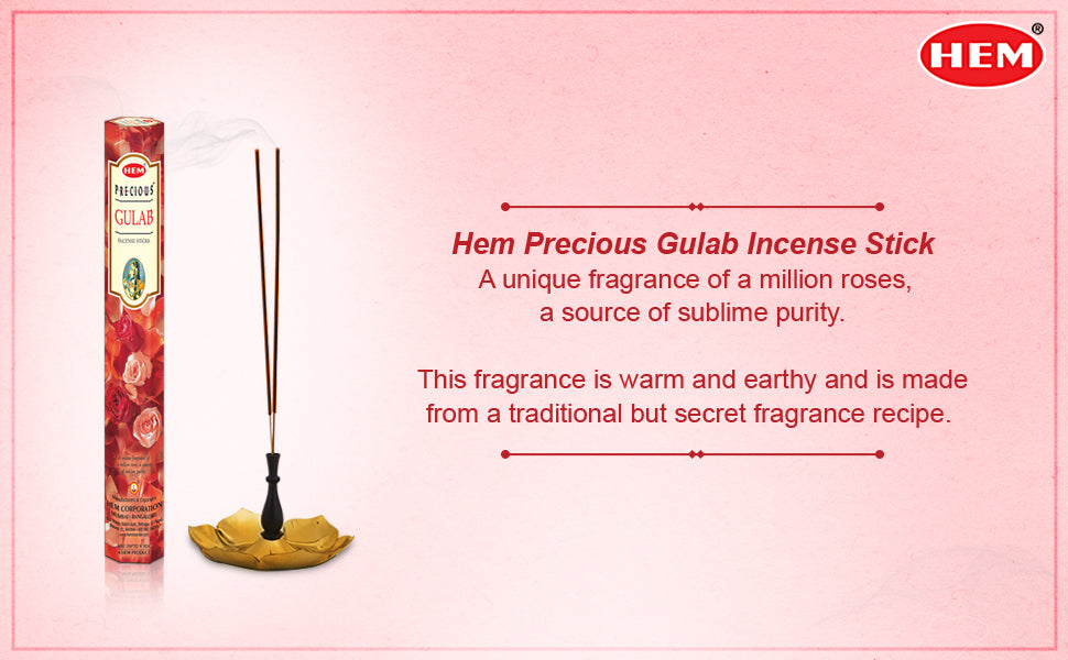 HEM Räucherstäbchen Precious Gulab – 6 Stück + Halter, Für Yoga, Meditation & Entspannung