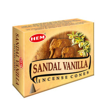 Load image into Gallery viewer, Sandal Vanilla Incense Cones - Pack of 12 (5803262148765)
