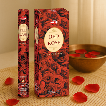 HEM Red Rose Incense Sticks - Pack of 6 (20 Sticks Each)