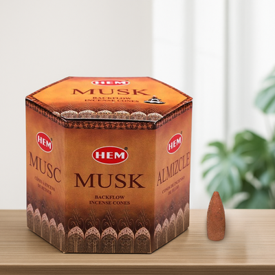 HEM Musk Backflow Dhoop Cones Pack of 40 Cones