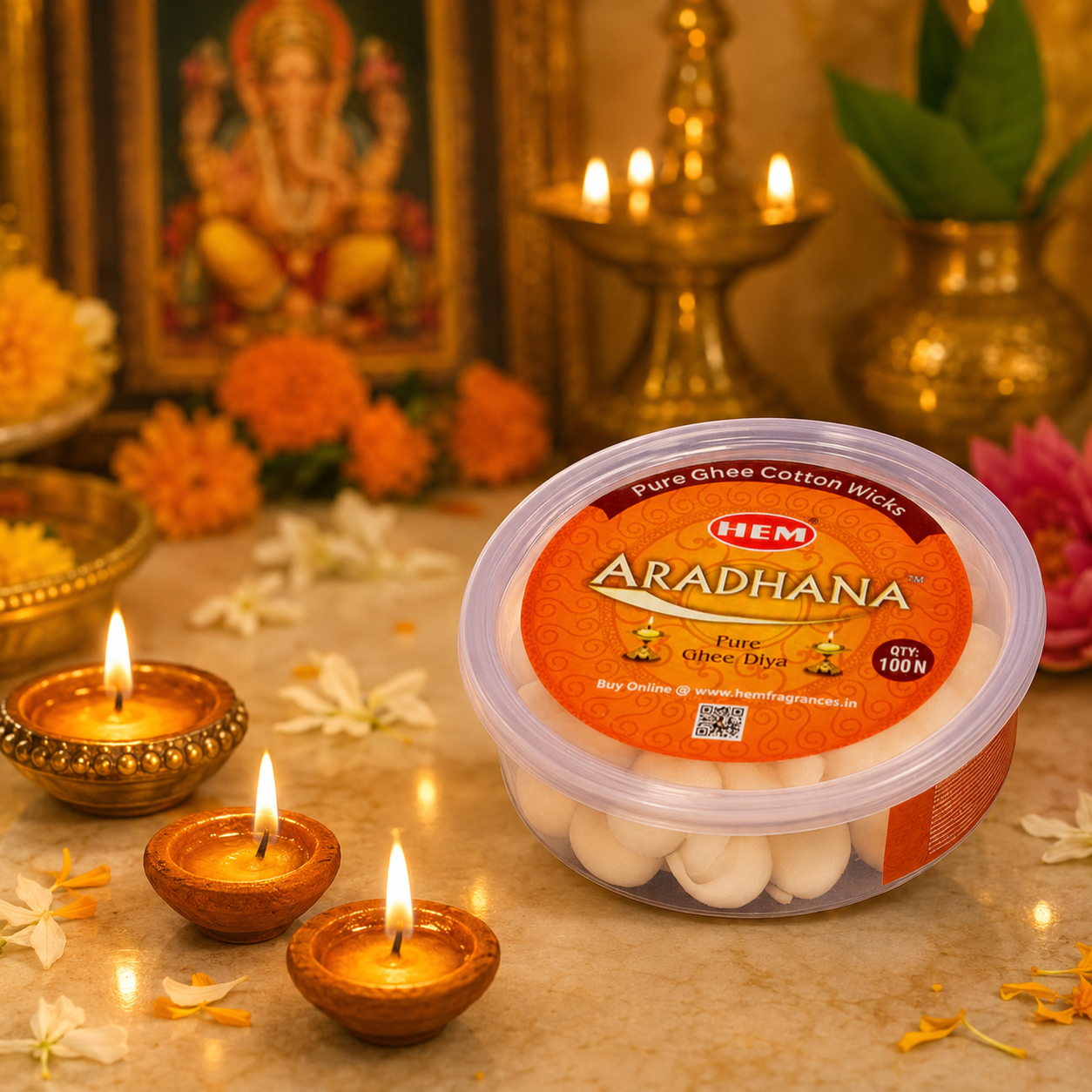 HEM Aradhana Pure Ghee Diya (100 pieces per box)