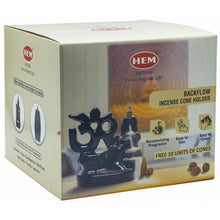 Load image into Gallery viewer, HEM Om Ceramic Backflow Cone Burner  + 1 Pack of Backflow Dhoop cone (10 Cones in a Pack)