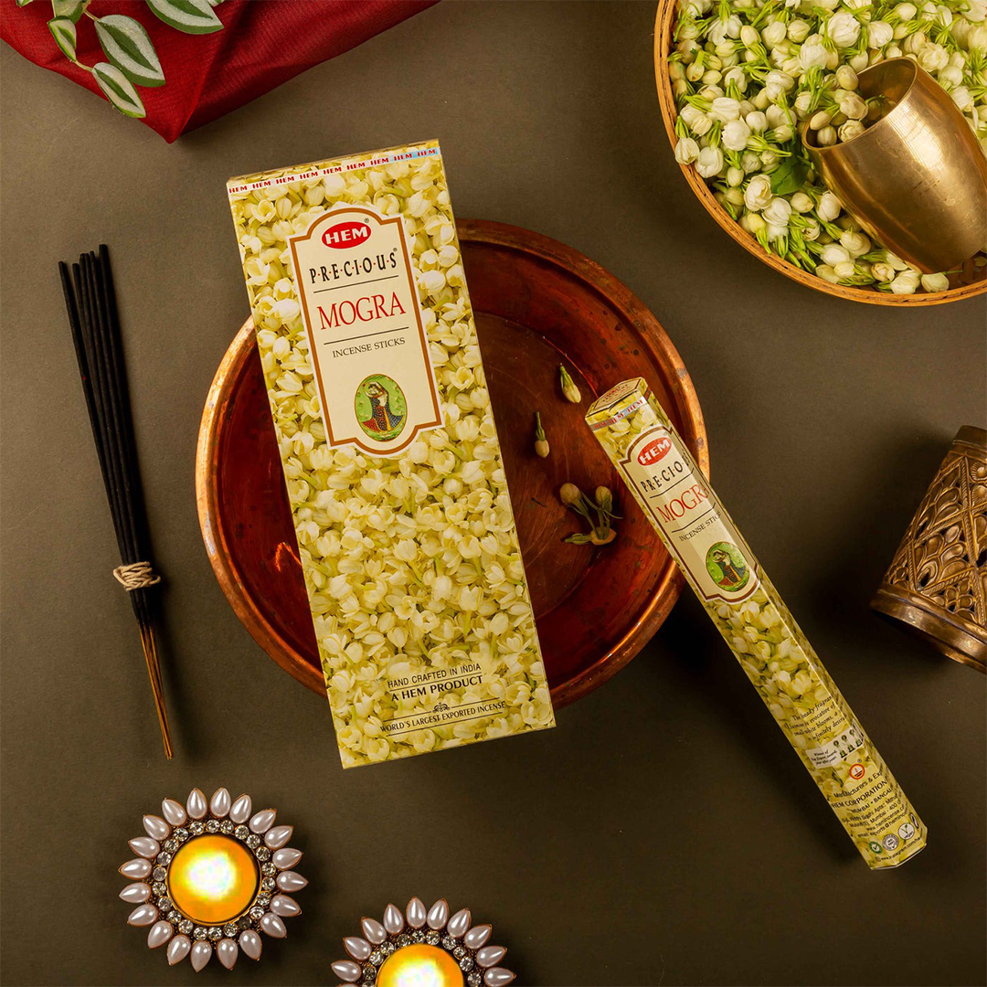 HEM Precious Mogra Incense Sticks - Pack of 6 (20 Sticks Each)
