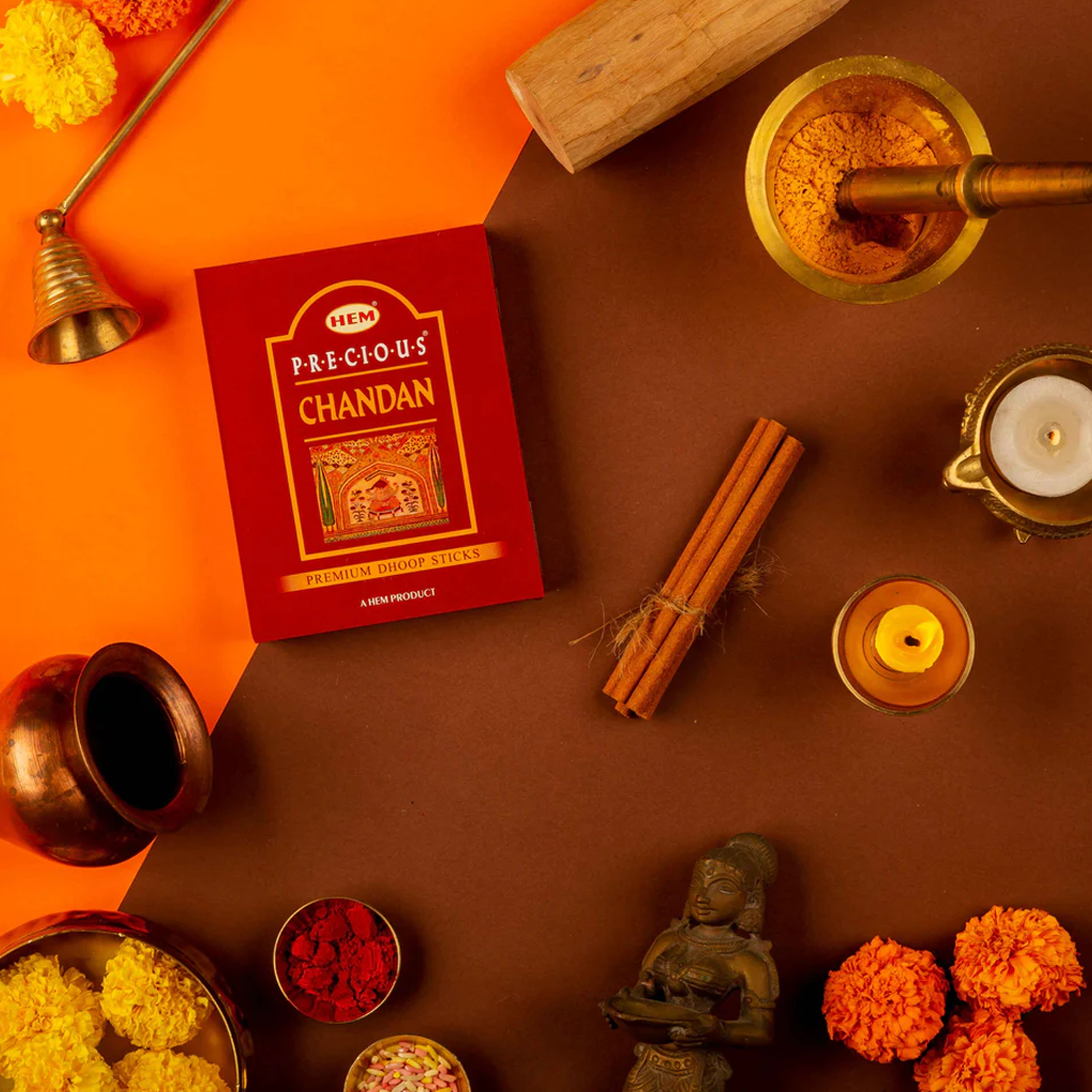 HEM Precious Chandan Dhoop Sticks - Pack of 5 (60g Each)