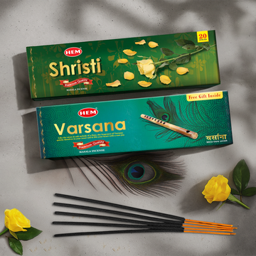 HEM Shristi + Varsana Masala Incense Sticks combo pack (50g Each)