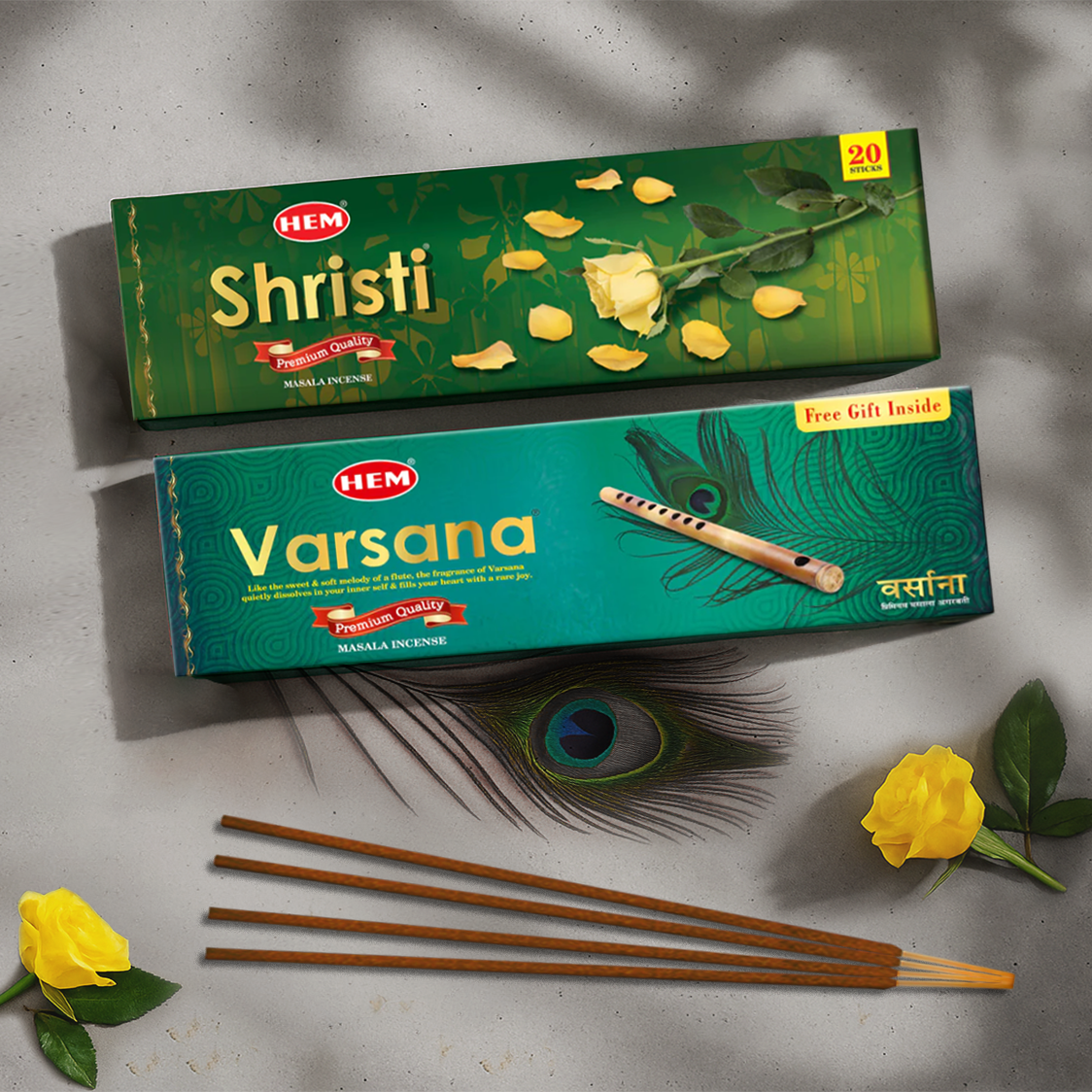 HEM Shristi + Varsana Masala Incense Sticks combo pack (50g Each)