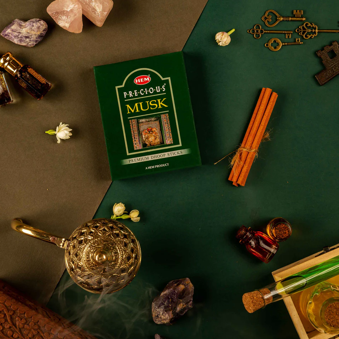 HEM Precious Musk Dhoop Sticks - Pack of 5 (60g Each)