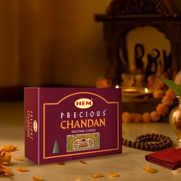HEM Precious Chandan Dhoop Cones Packs of 12 (10 Cones Each)