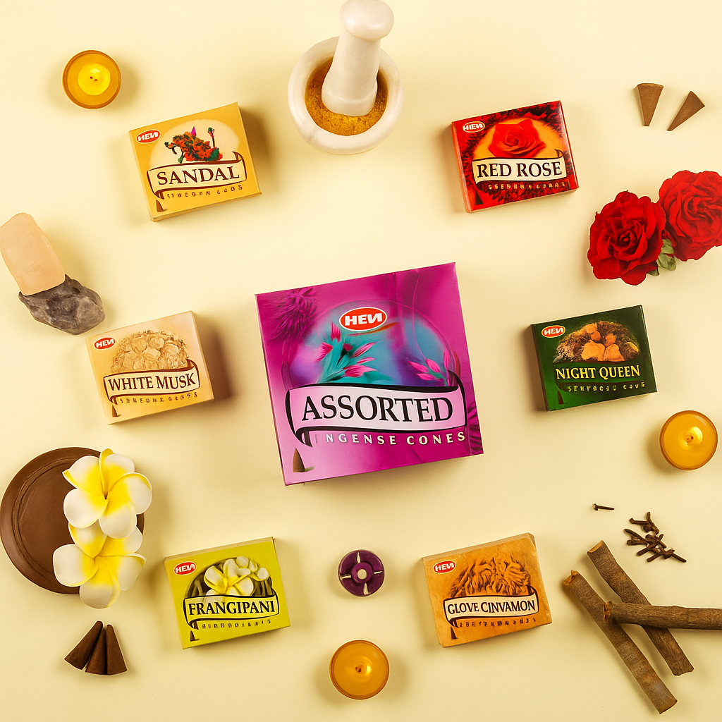 HEM 6 in 1 Dhoop Cones Collection Pack of 12 (10 Cones Each)