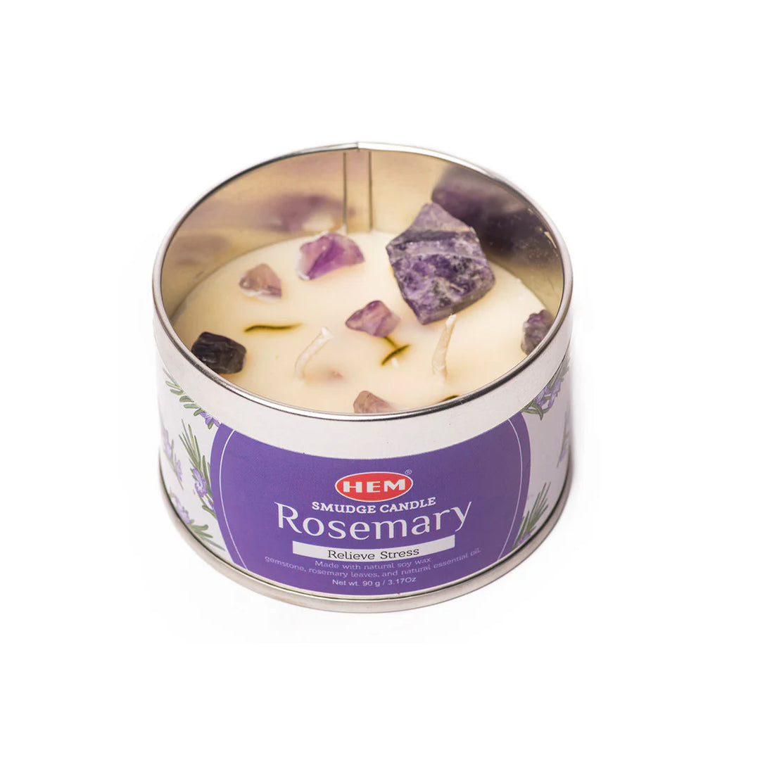 Rosemary Smudge Candles Soy Wax Candles with Crystals