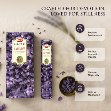 HEM Precious Lavender Incense Sticks - Pack of 6 (20 Sticks Each)