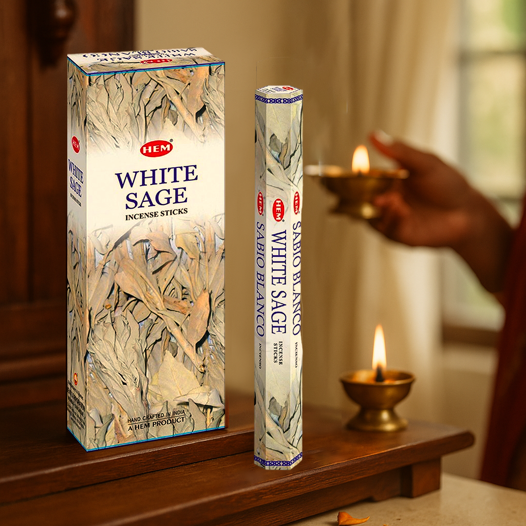 HEM White Sage Incense Sticks - Pack of 6 (20 Sticks Each)