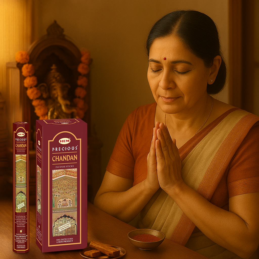 HEM Precious Chandan Incense Sticks - Pack of 6 (20 Sticks Each)