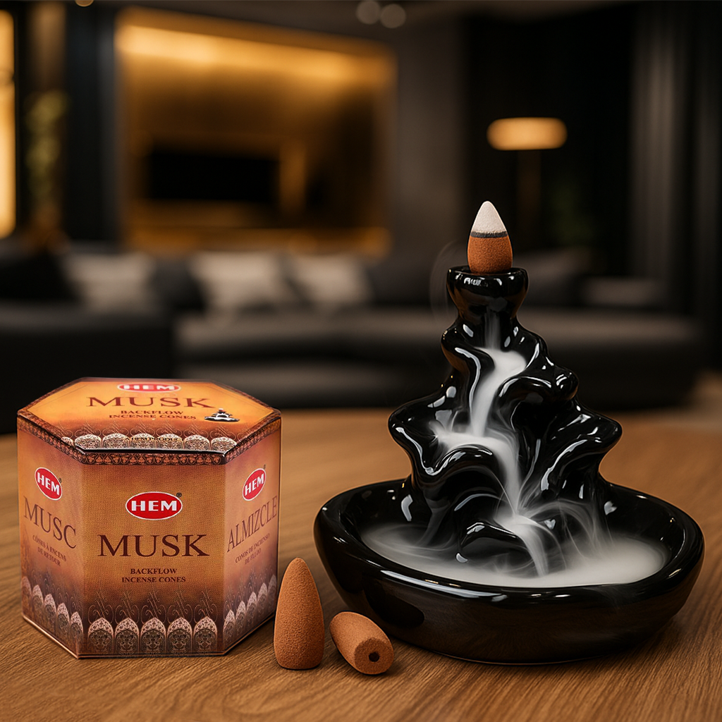 HEM Musk Backflow Dhoop Cones Pack of 40 Cones