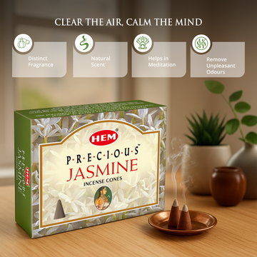 HEM Precious Jasmine Dhoop Cones - Pack of 12 (10 Cones Each)