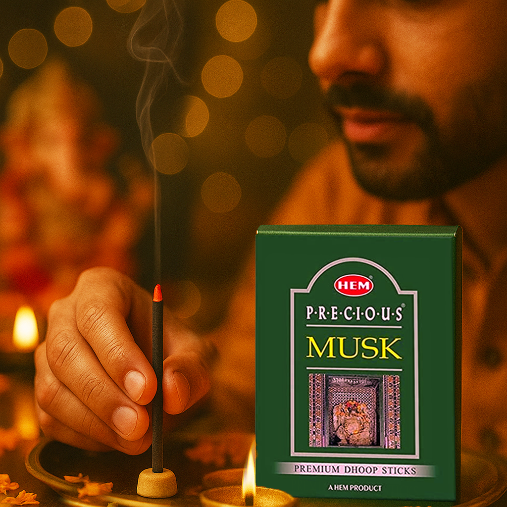 HEM Precious Musk Dhoop Sticks - Pack of 5 (60g Each)