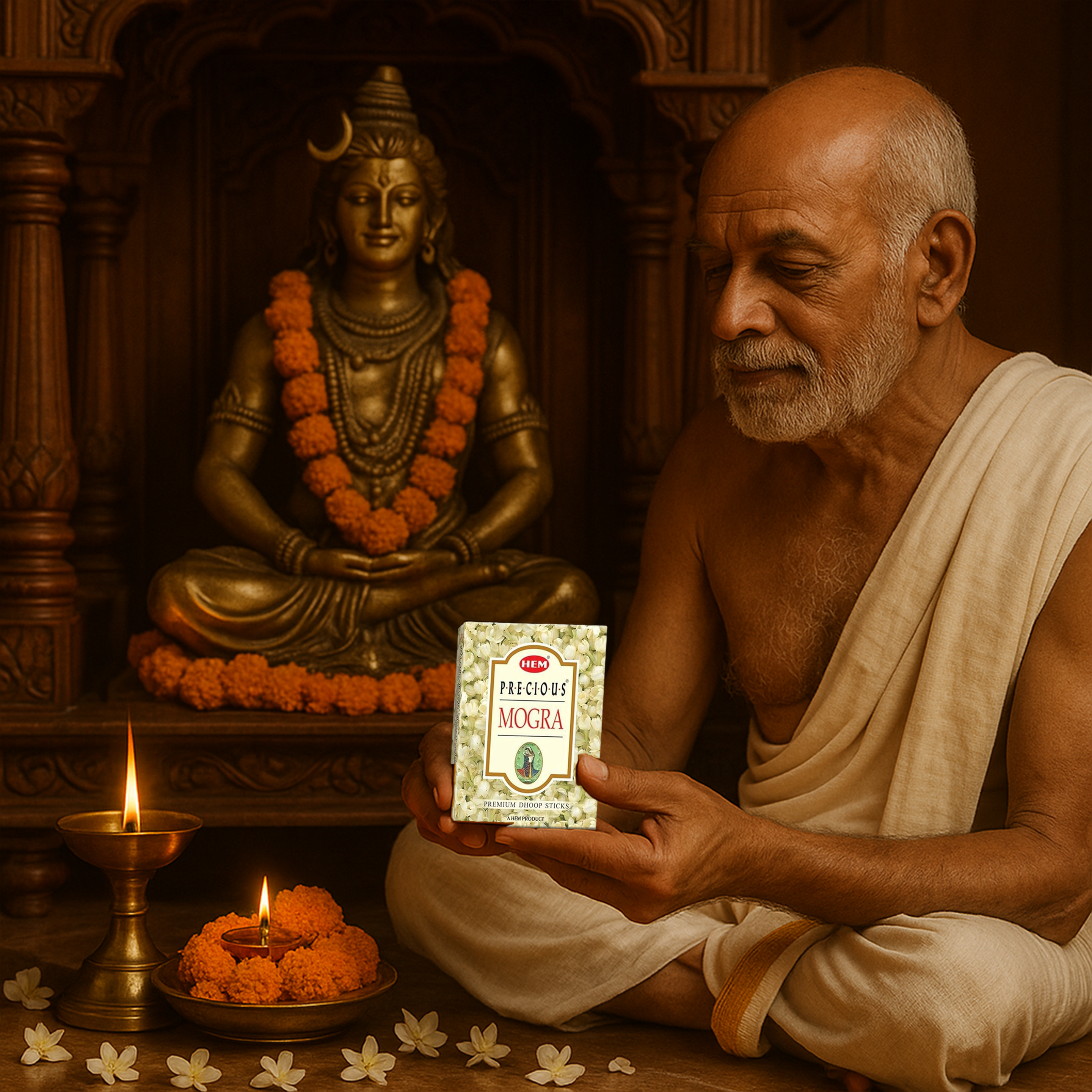 HEM Precious Mogra Dhoop Sticks - Pack of 5 (60g Each)