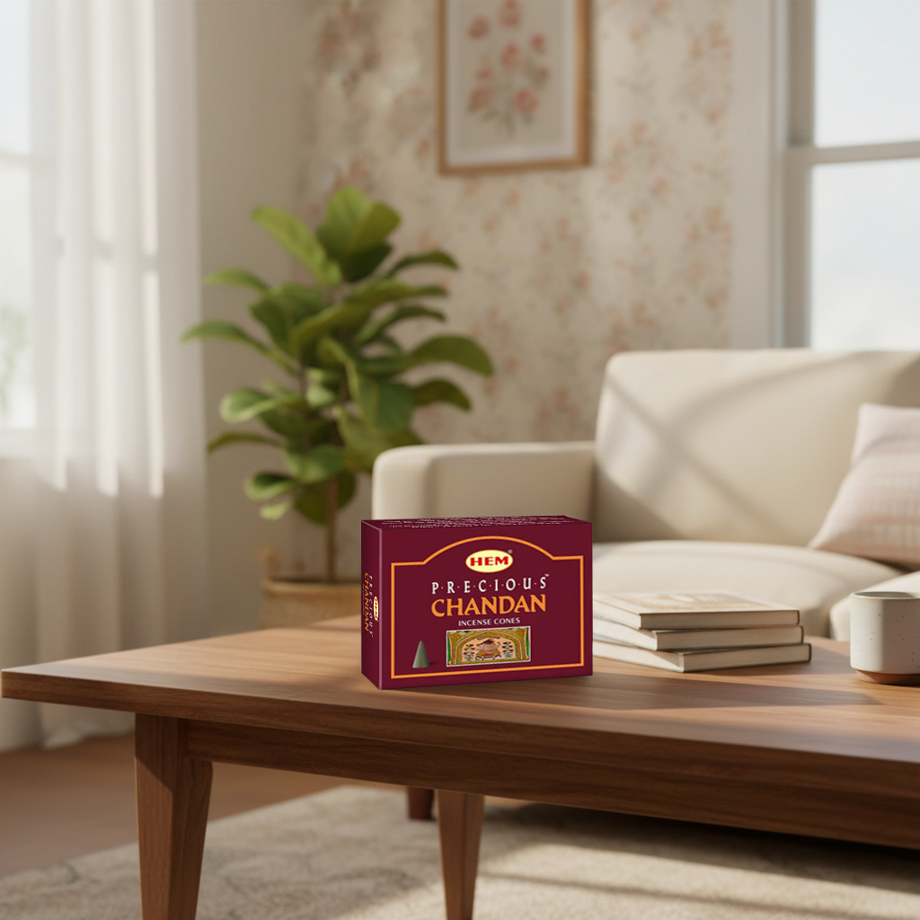 HEM Precious Chandan Dhoop Cones Packs of 12 (10 Cones Each)