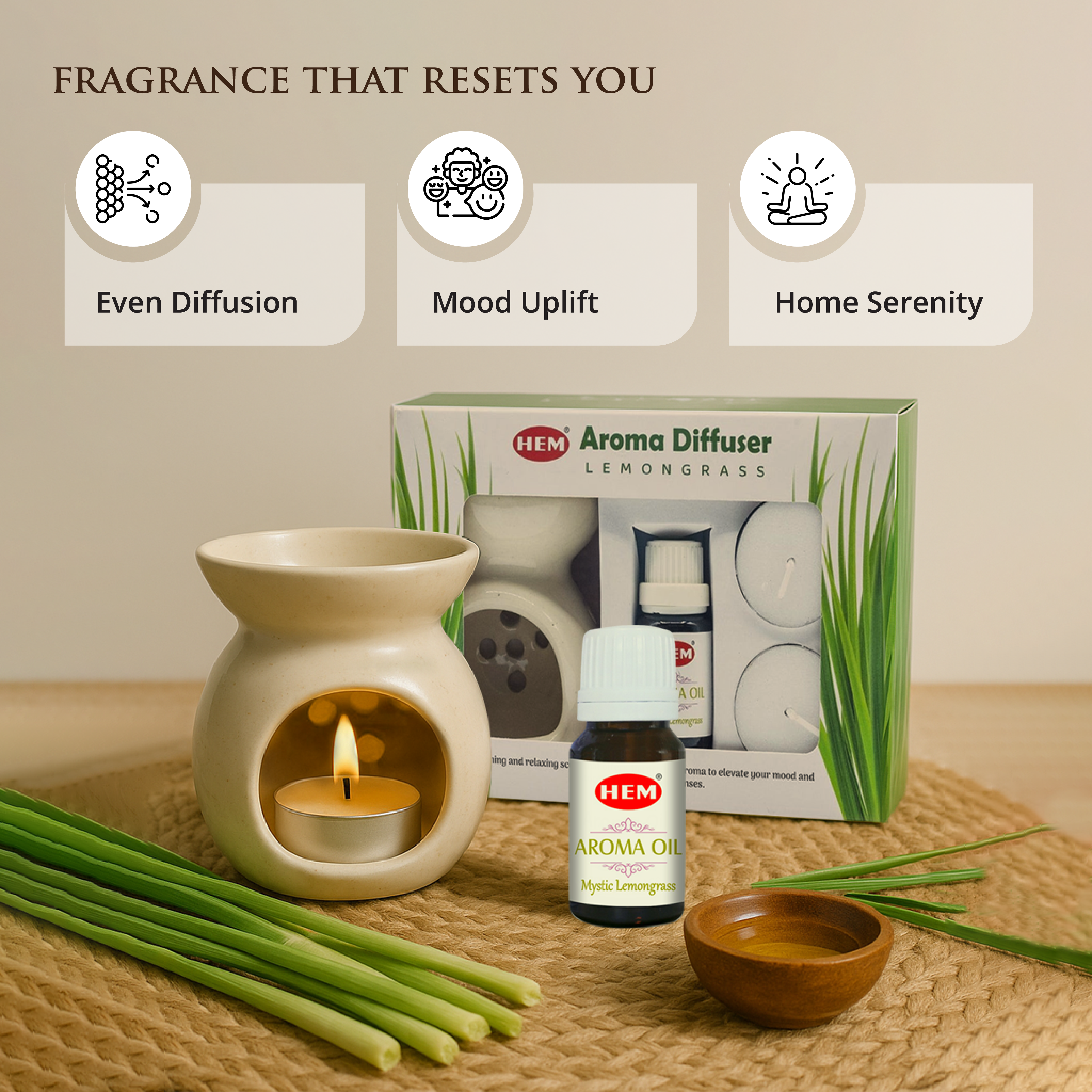 HEM Lemongrass Aroma Diffuser Gift Set