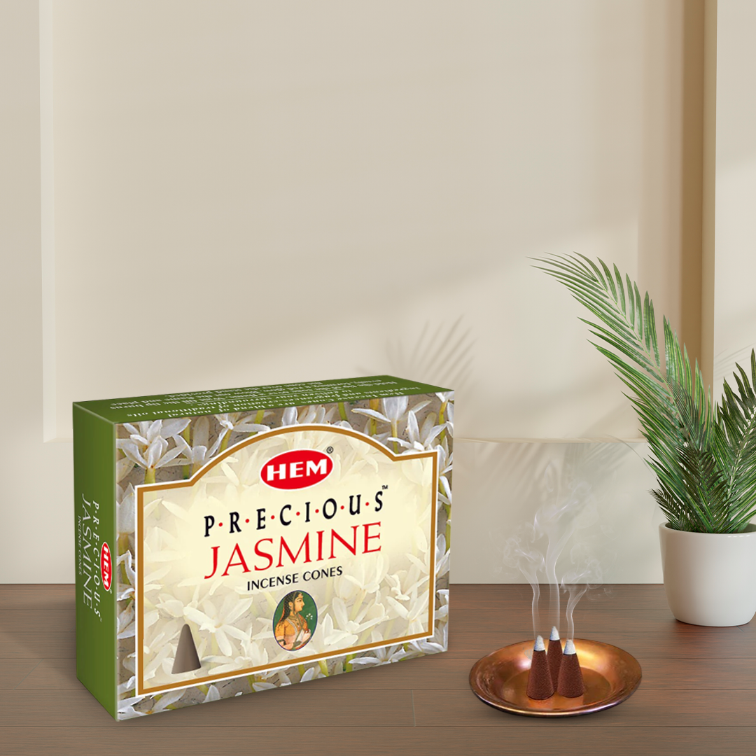 HEM Precious Jasmine Dhoop Cones - Pack of 12 (10 Cones Each)