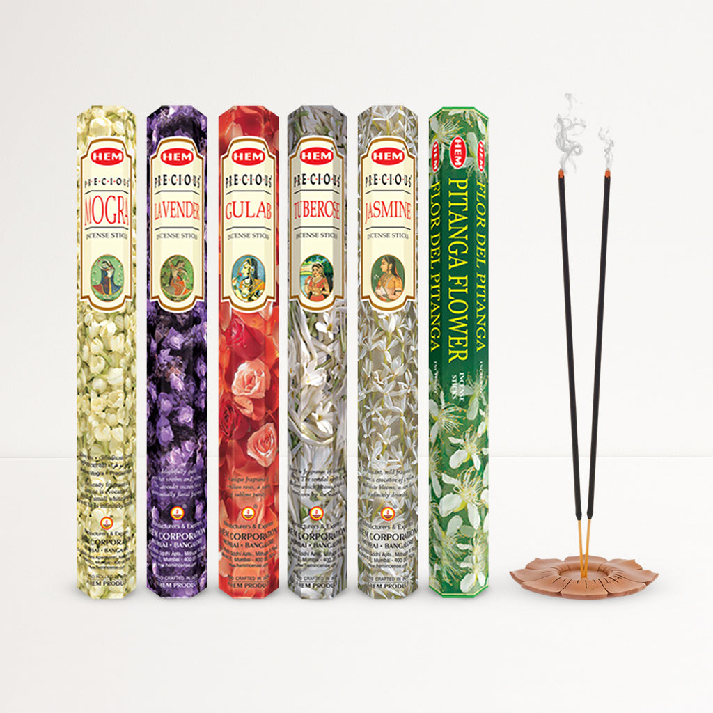 HEM Floral Collection Incense Stick combo pack of 6 (20 Sticks Each)