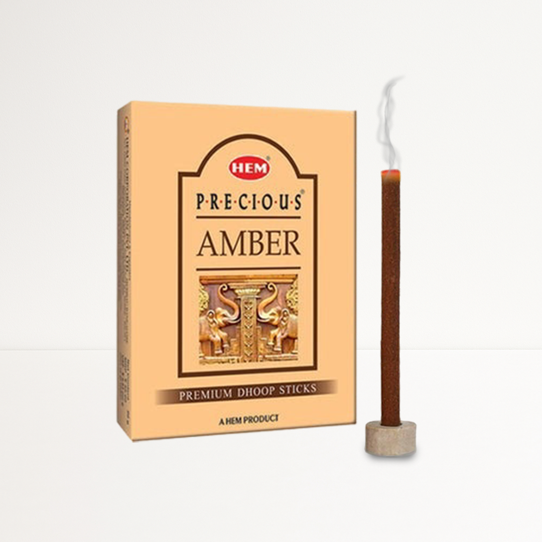 HEM Precious Amber Dhoop Sticks - Pack of 5 (60g Each)