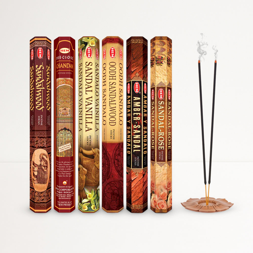 HEM Sandal Incense Sticks Combo Pack of 6 (20 Sticks Each)