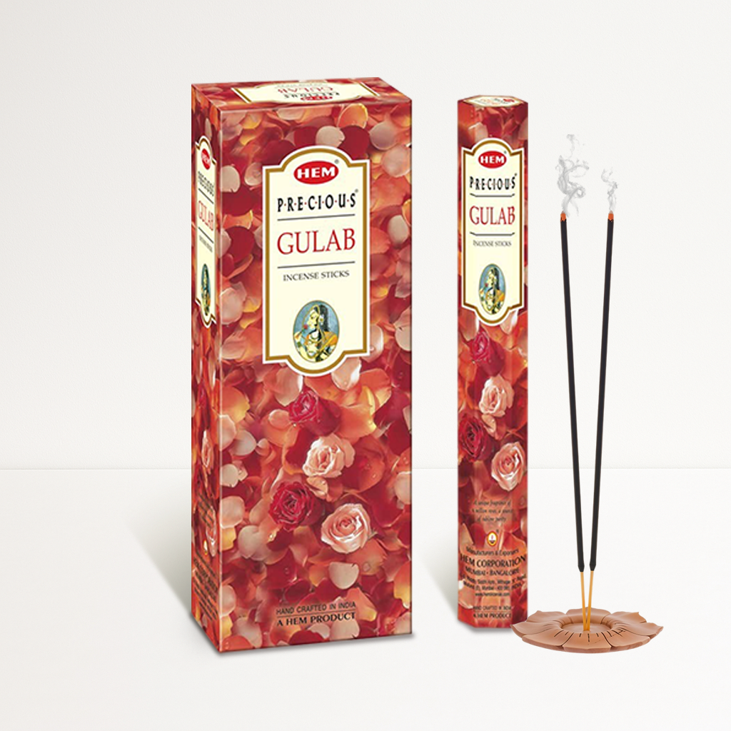HEM Precious Gulab Incense Sticks - Pack of 6 (20 Sticks Each)