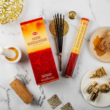 HEM Oodh Sandalwood Incense Sticks - Pack of 6 (20 Sticks Each)