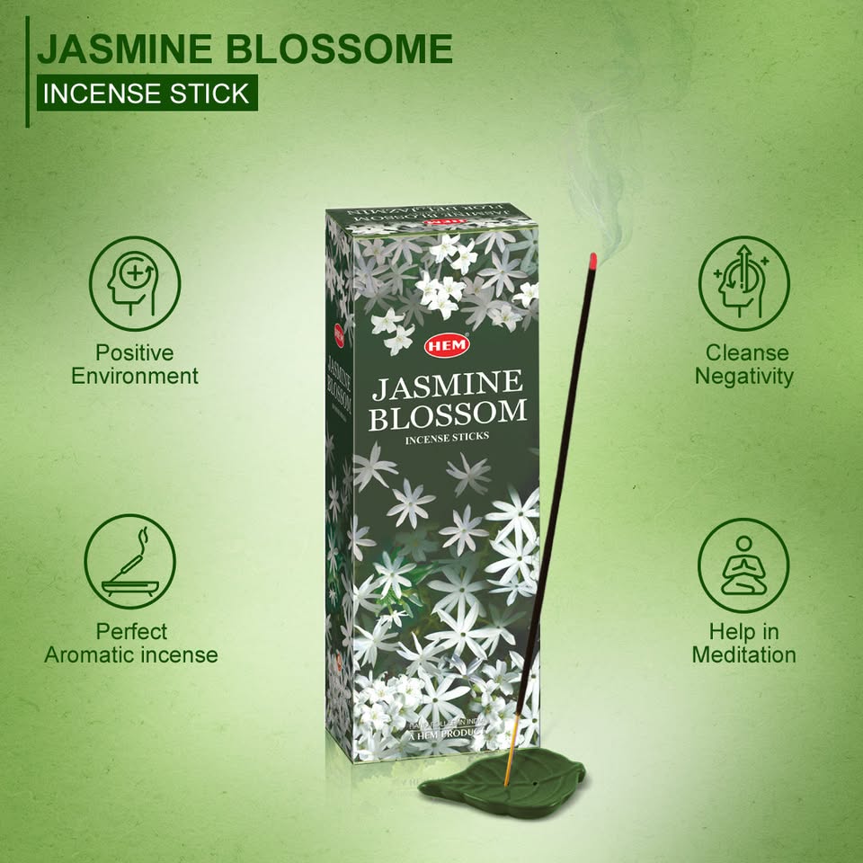 HEM Jasmine Blossom Incense Sticks - Pack of 6 (20 Sticks Each)