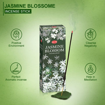 HEM Jasmine Blossom Incense Sticks - Pack of 6 (20 Sticks Each)