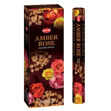HEM Amber Rose Incense Sticks - Pack of 6 (20 Sticks Each)