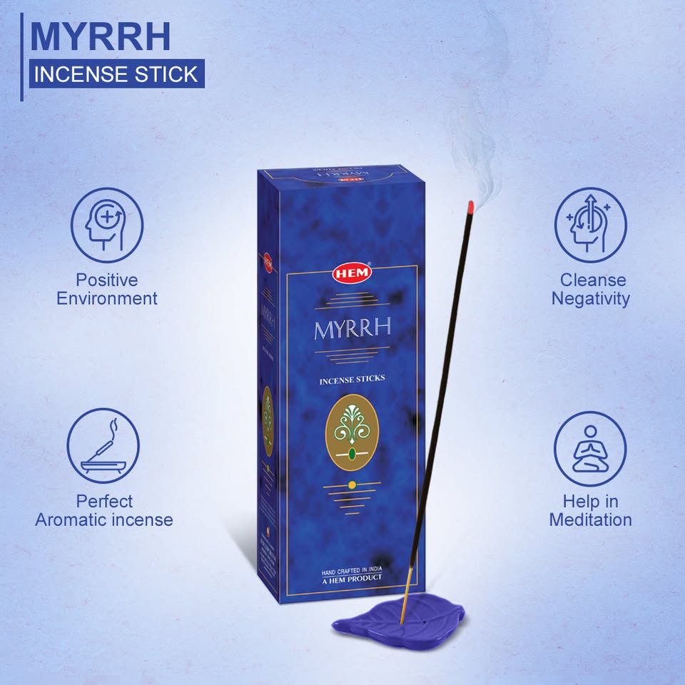 HEM Myrrh Incense Sticks - Pack of 6 (20 Sticks Each)