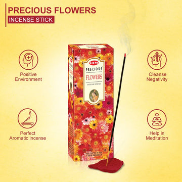HEM Precious Flower Incense Sticks - Pack of 6 (20 Sticks Each)