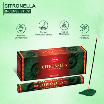 HEM Citronella Long Garden Incense Sticks - Pack of 6 (10 Sticks Each)