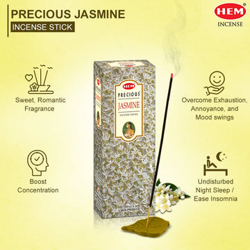 HEM Precious Jasmine Incense Sticks - Pack of 6 (20 Sticks Each)