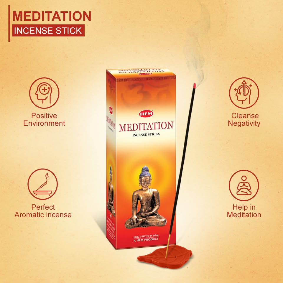 HEM Meditation Incense Sticks - Pack of 6 (20 Sticks Each)