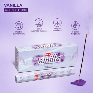 HEM Vanilla Incense Sticks - Pack of 6 (20 Sticks Each)
