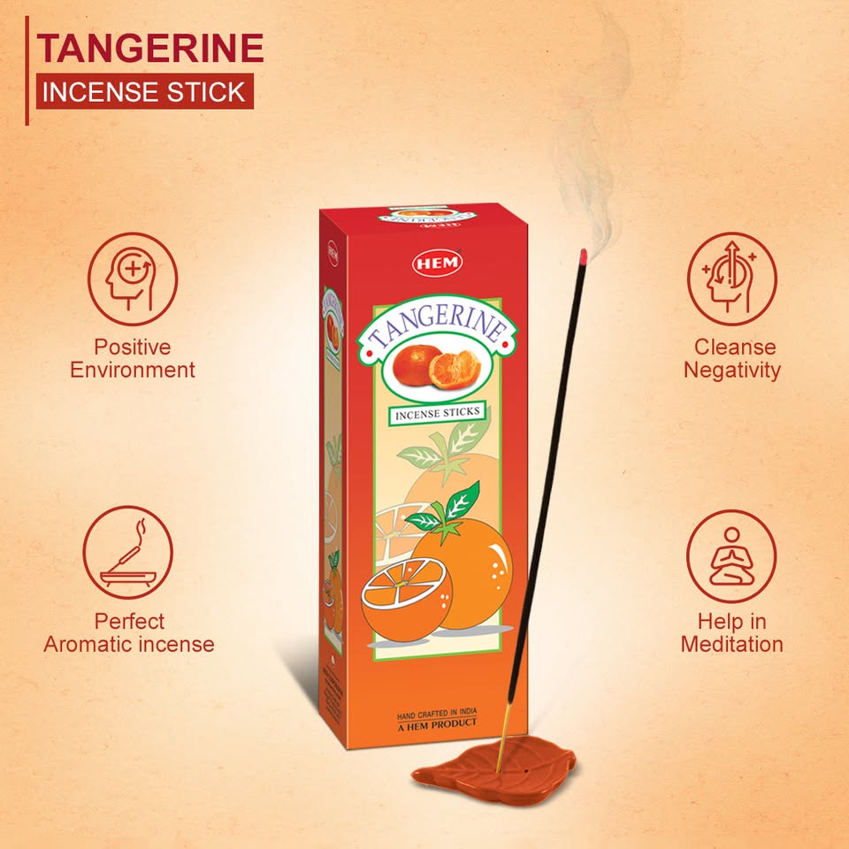 HEM Tangerine Incense Sticks - Pack of 6 (20 Sticks Each)