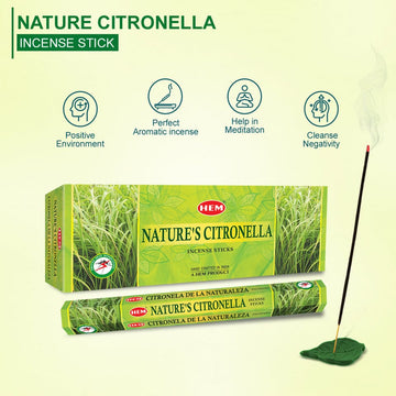 HEM Nature's Citronella Incense Sticks - Pack of 6 (20 Sticks Each)