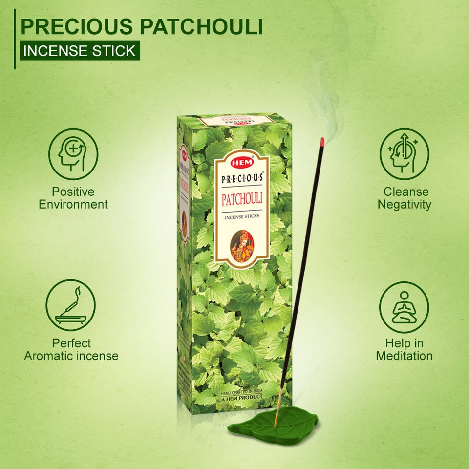 HEM Precious Patchouli Incense Sticks - Pack of 6 (20 Sticks Each)
