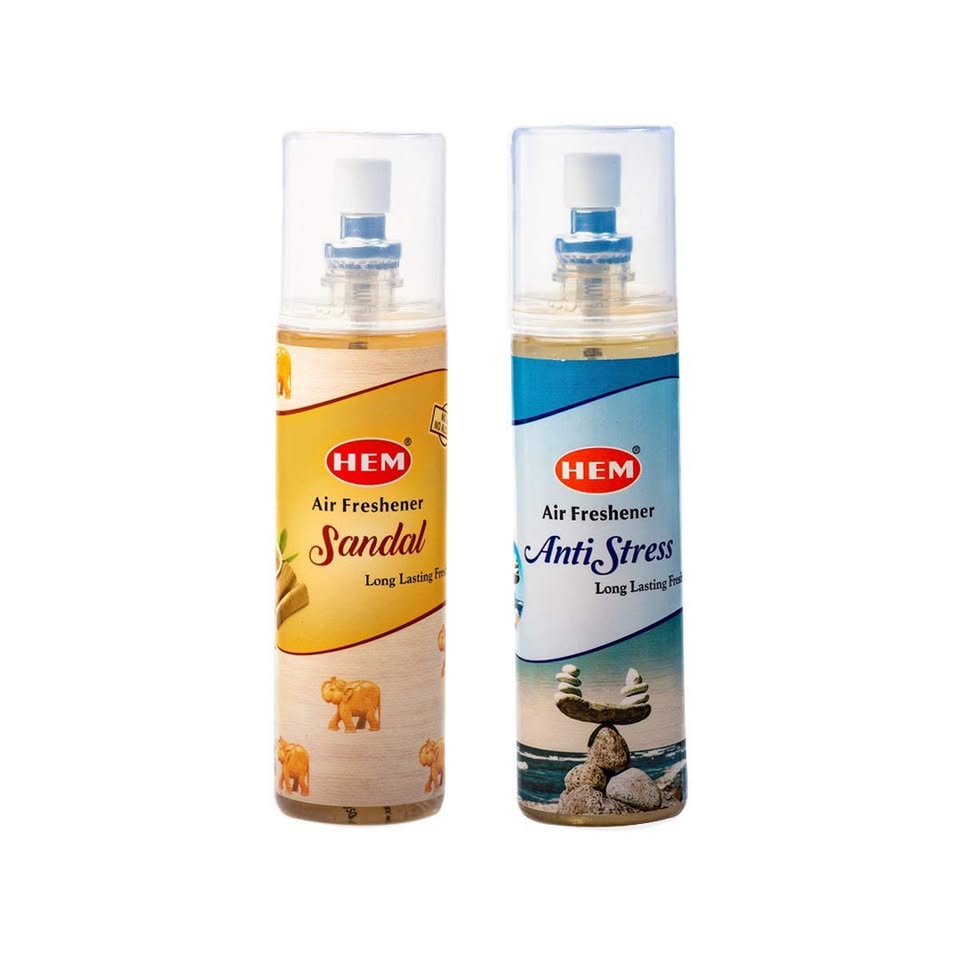 HEM Anti-Stress + Sandal Air Freshener Pack of 2 (200 ml Each)