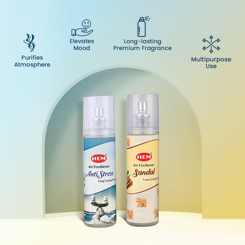 HEM Anti-Stress + Sandal Air Freshener Pack of 2 (200 ml Each)