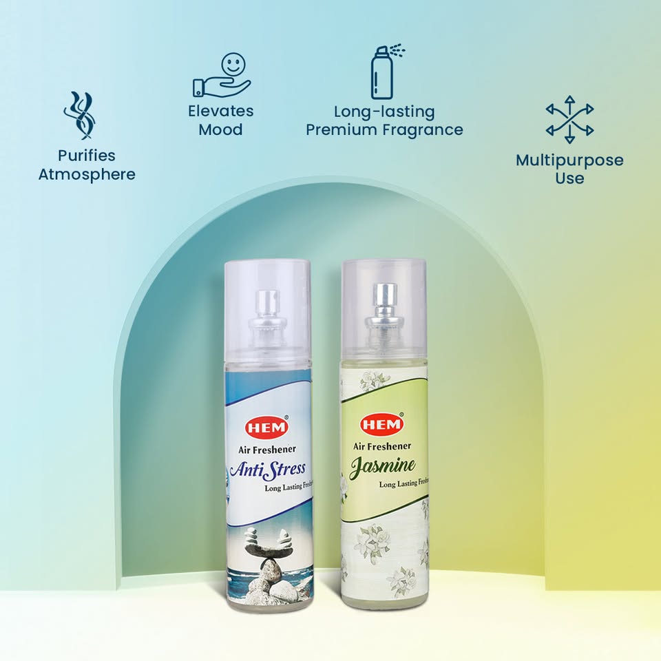 HEM Anti-Stress + Jasmine Air Freshener Pack of 2 (200 ml Each)