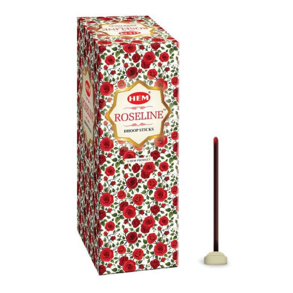 HEM Roseline Incense Dhoop Sticks - Pack of 12 (50g Each)