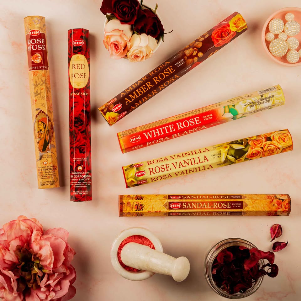 HEM Rose Incense Sticks Combo Pack of 6 (20 Sticks Each)