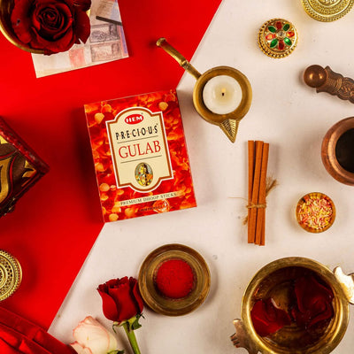 HEM Precious Gulab Dhoop Sticks - Pack of 5 (60g Each)